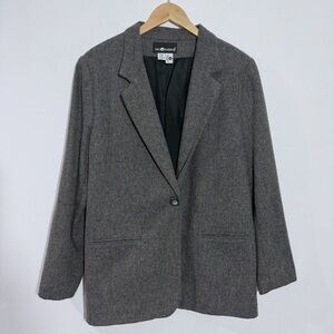 Sag Harbor Gray Wool Blend One Button Blazer Size 14‎ Workwear Minimalist Preppy
